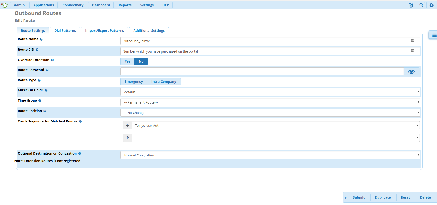 Outbound rates configuration settings.