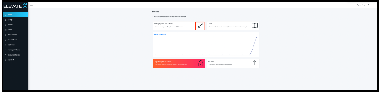 Manage Keys section for inputing IP token.