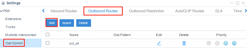 Outbound Routes.