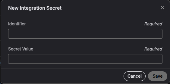 This is a screenshot of the 'integration secret' pop up which allows Telnyx users to hide their API keys