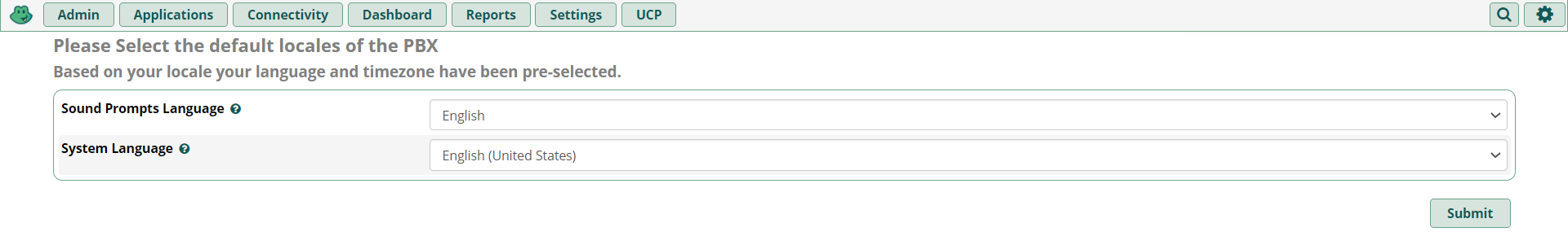Default locales settings.