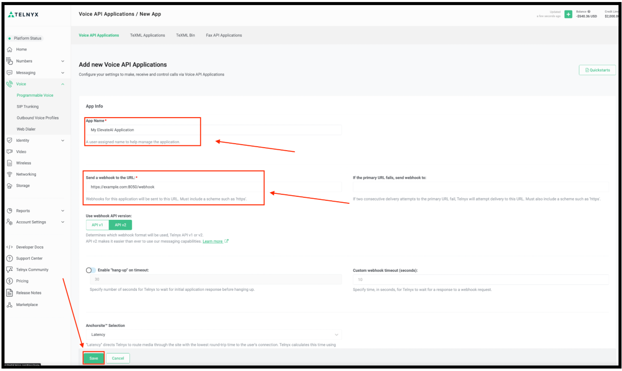 Voice API application.