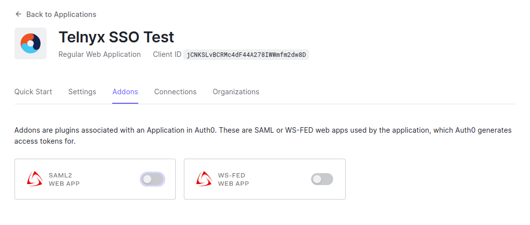 Telnyx SSO Test page.