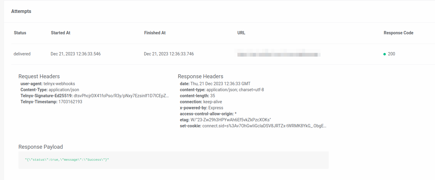 Request and response header example