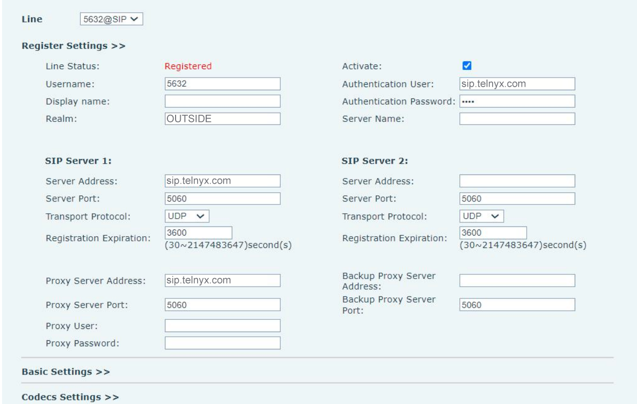 Register Settings section in the web GUI.
