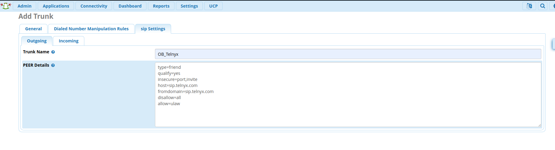 Add Trunk configuration interface.