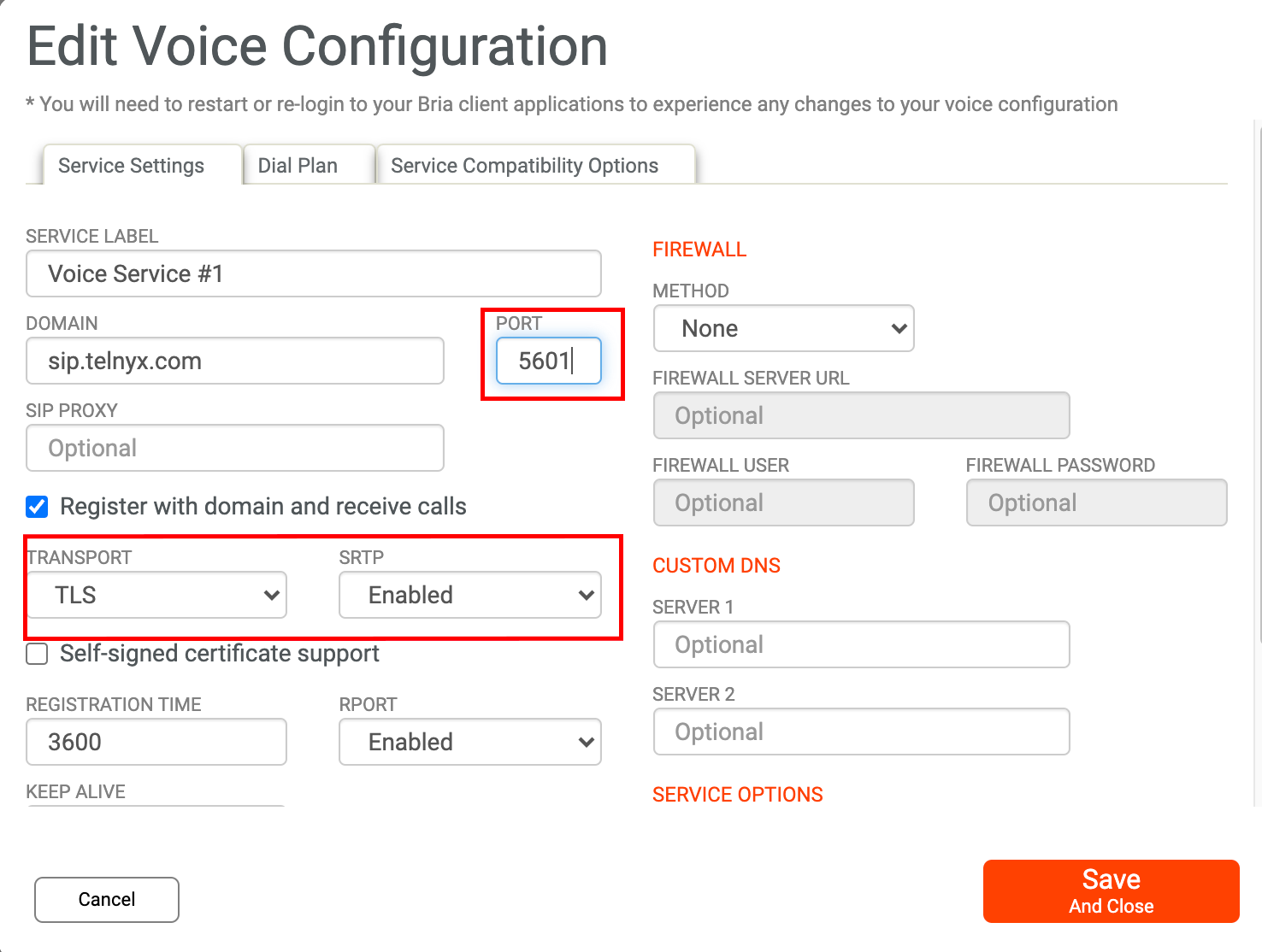 Voice Configuration editing.