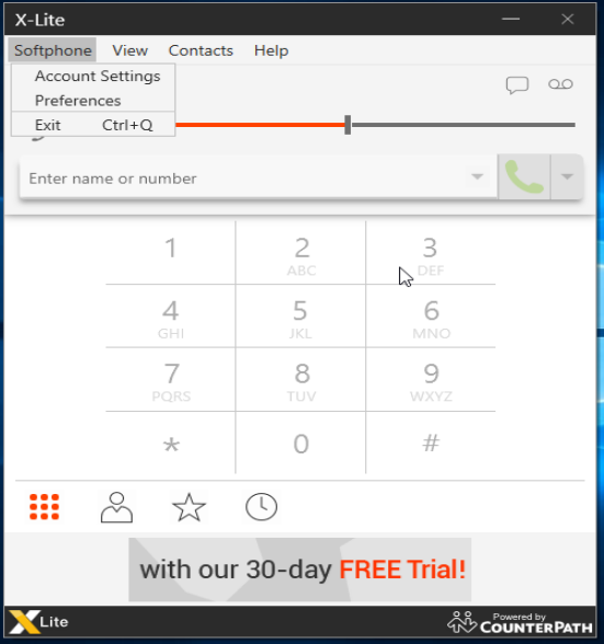 An interface to set up a SIP account on Bria Solo.