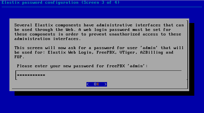 Elastix password configuration screen 3
