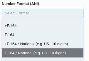 Number format (ANI) interface.