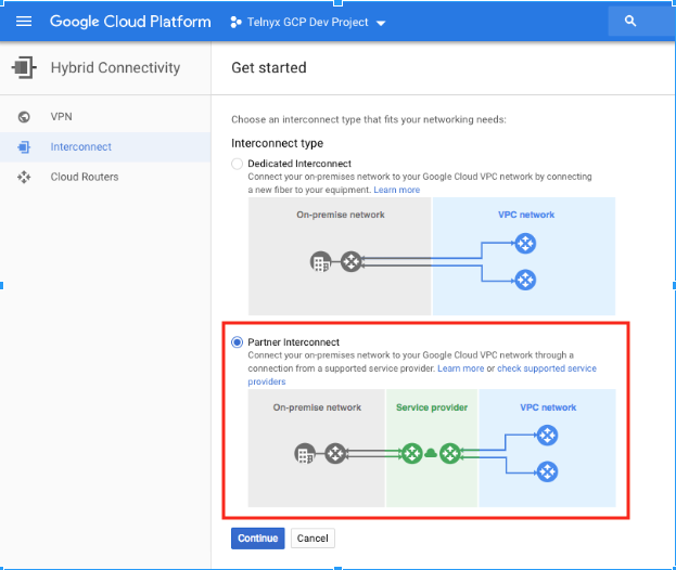 Google Cloud Platform VPC interface.