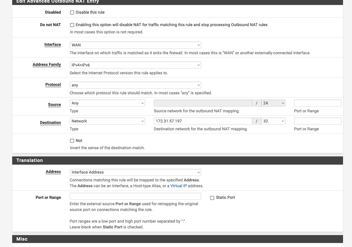 Advanced Outbound NAT Entry. 
