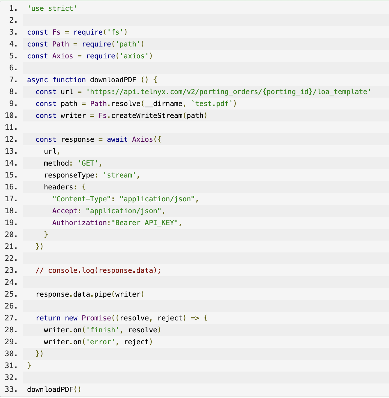 PDF made with Node example