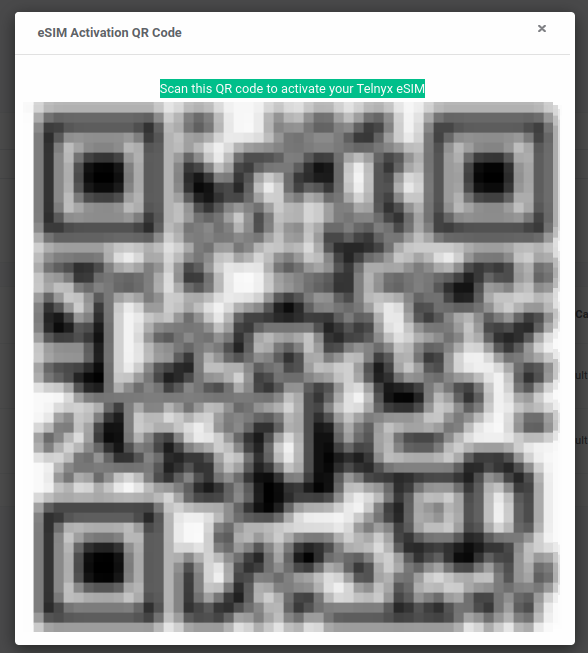 eSIM activation QR code.