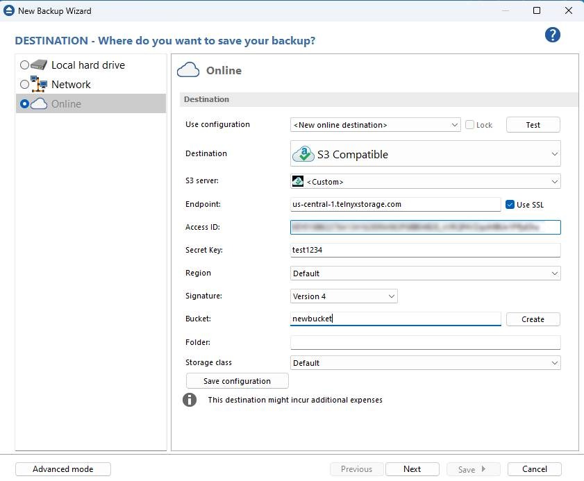 Backup sources settings section.