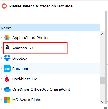 Amazon S3 button. 