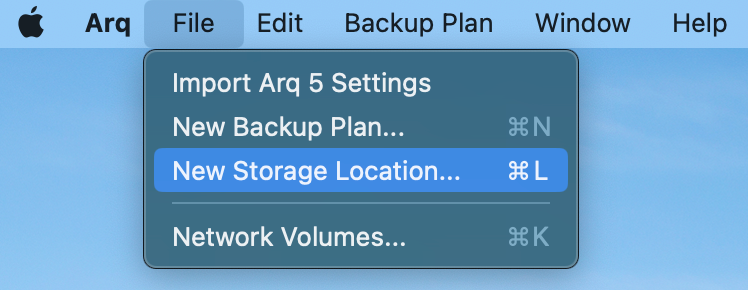 New Storage Location button.