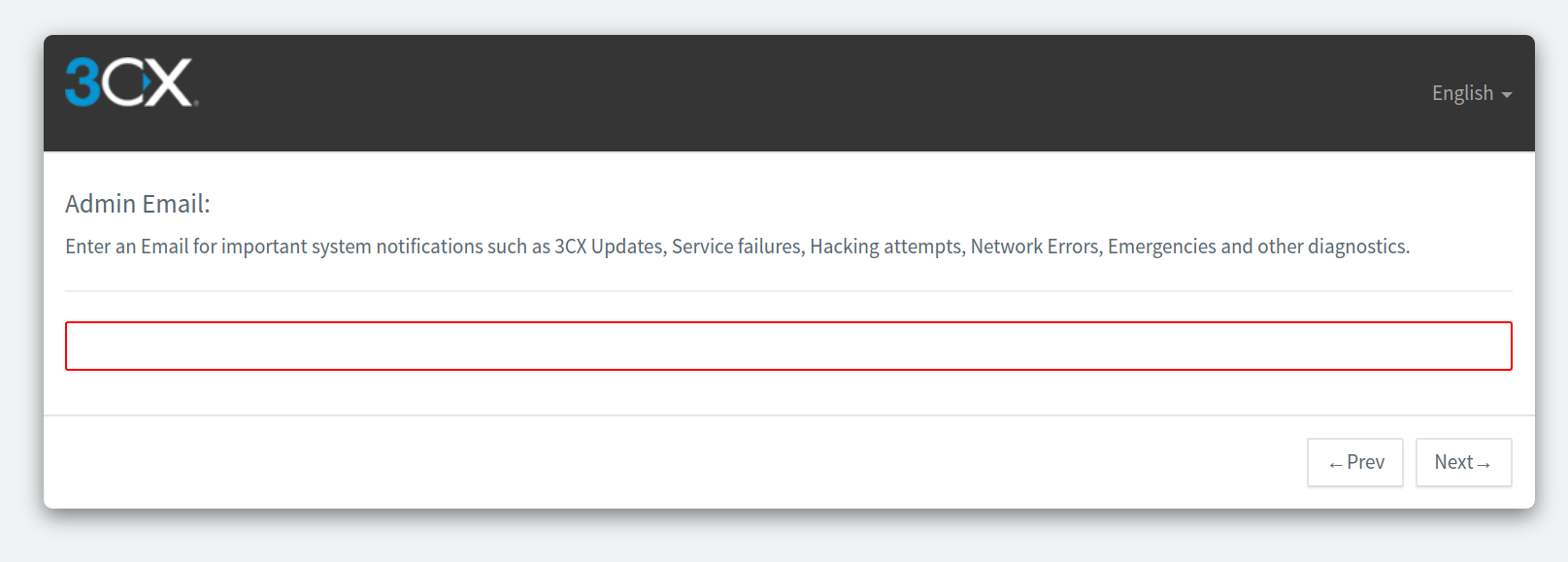 Admin Email for important system notifications.