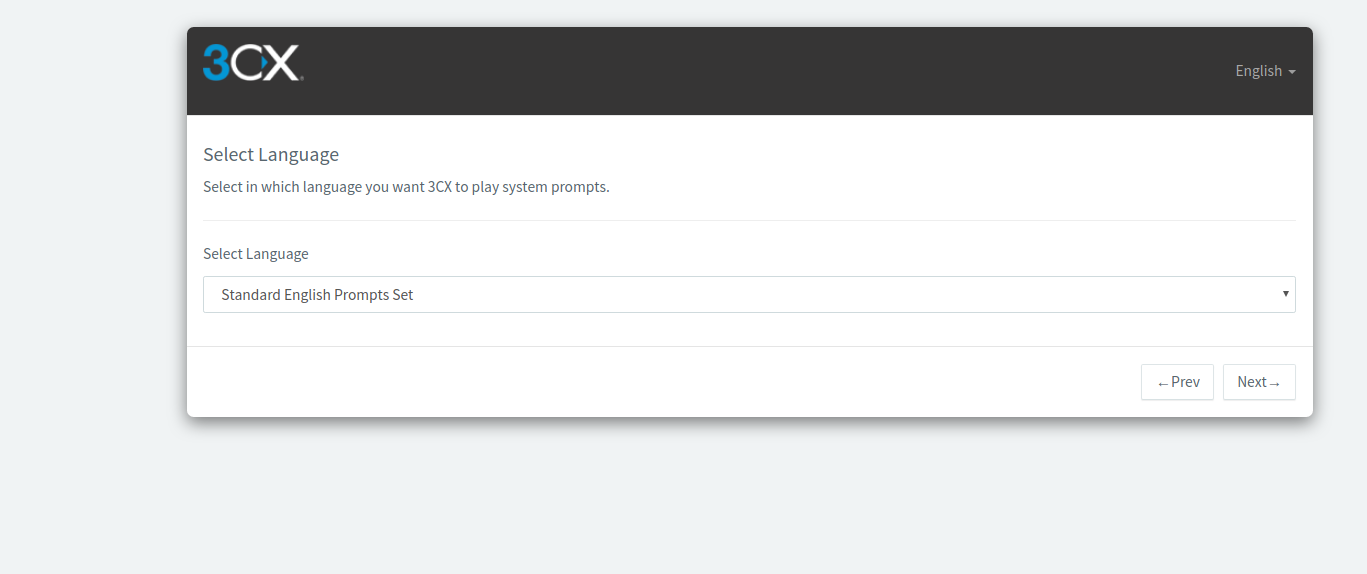 Preferred language installation page.
