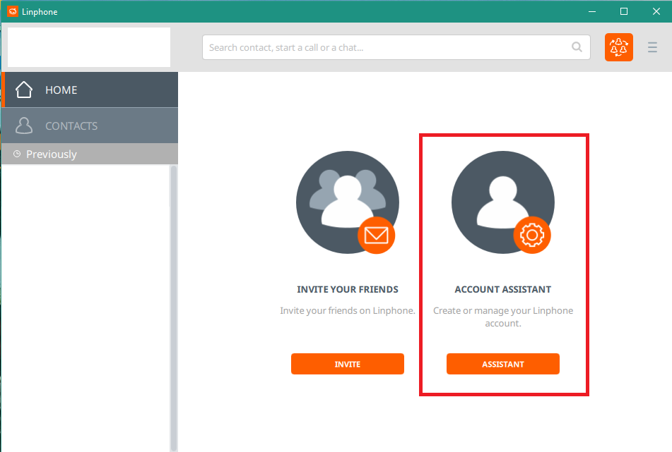 Linphone softphone account assistant wizard 2.