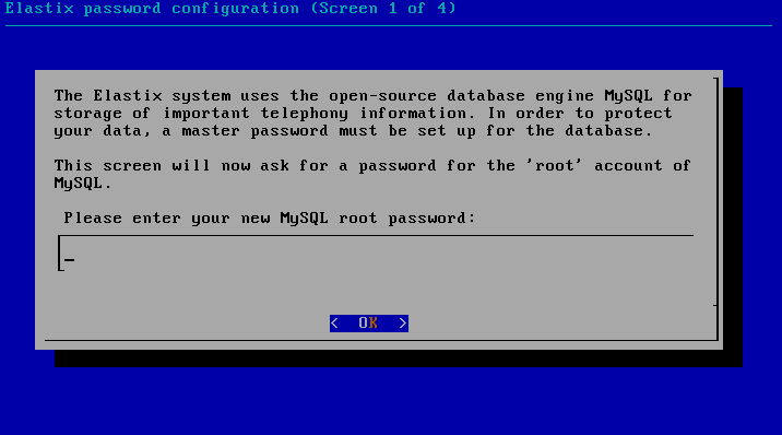 Elastix password configuration screen 1