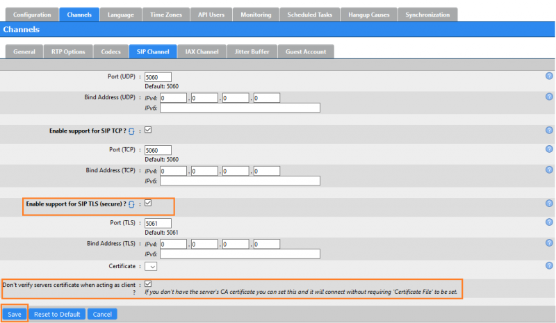 Telephony section of the ScopTEL portal.