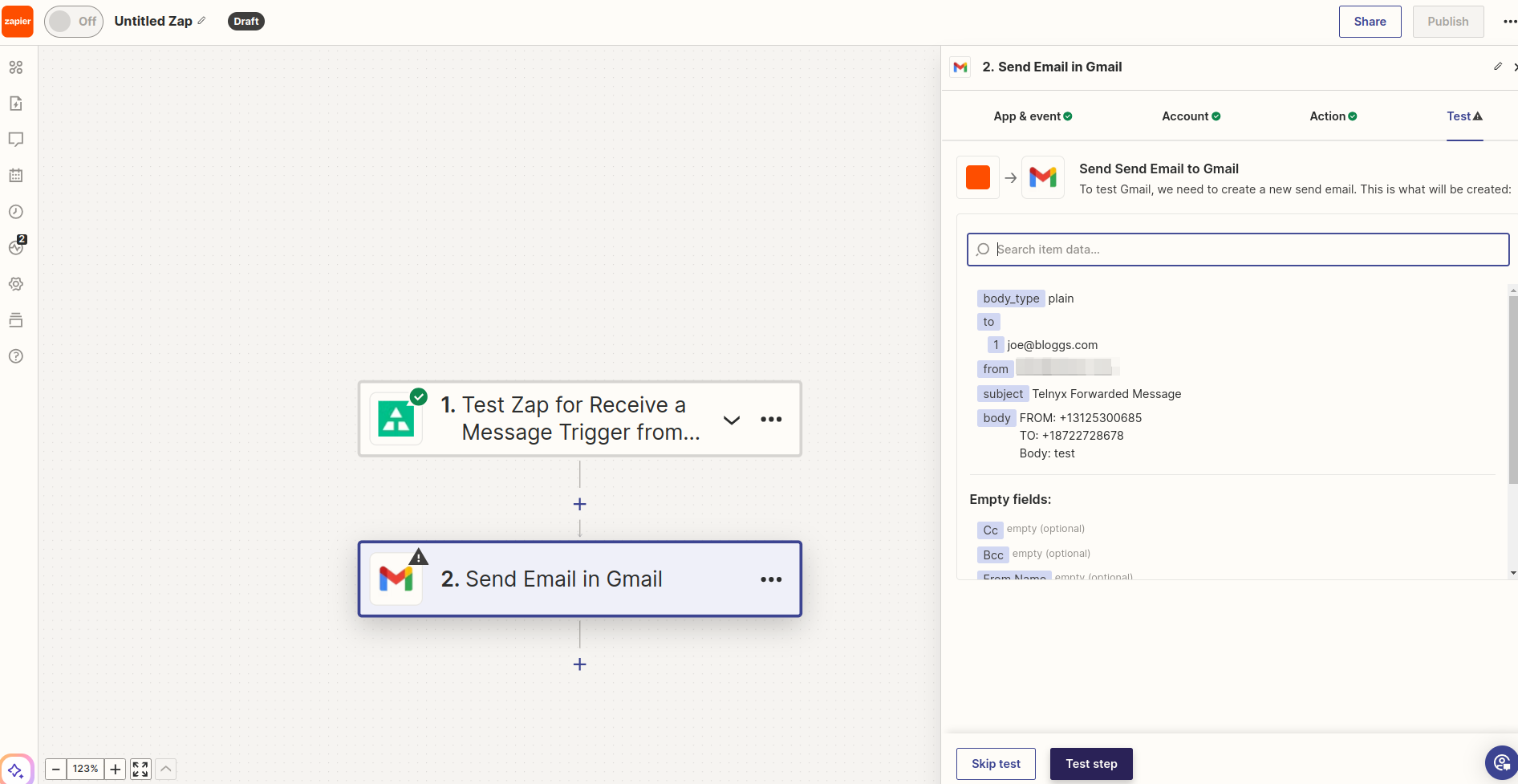 Zap with your Email integration screenshot