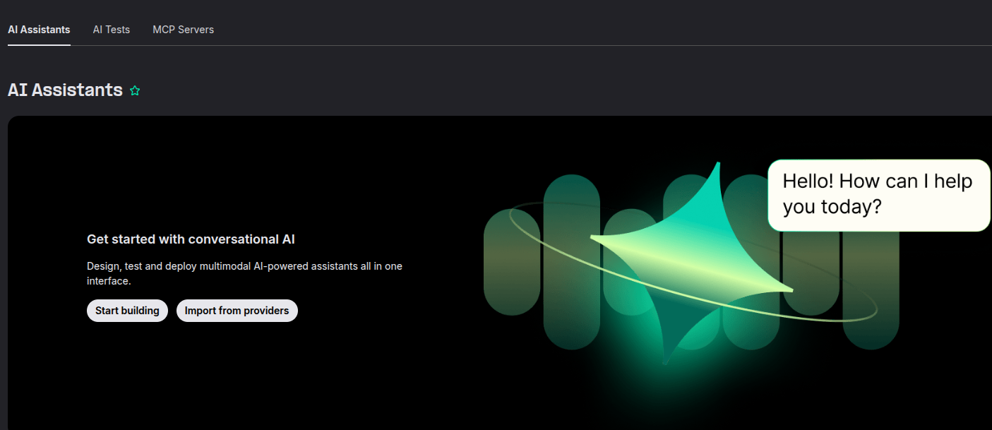 This is a screenshot of the AI Assistants 'Get Started' Page