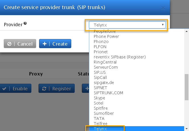 The personal domain on the Vodia PBX.