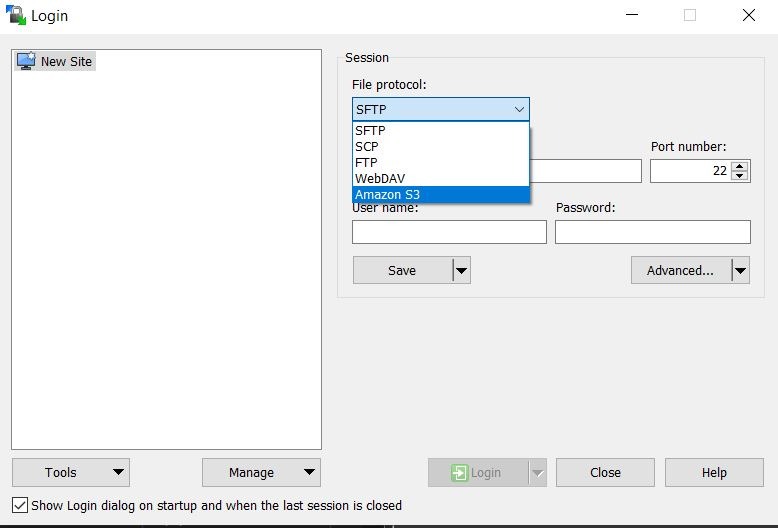 File protocol settings page. 