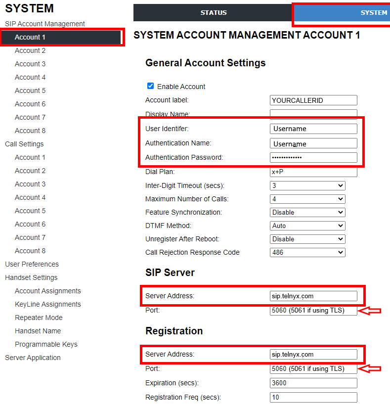 General Account Settings section.