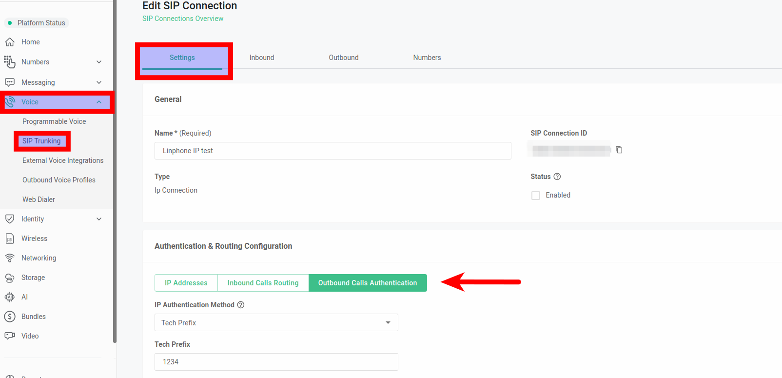 Authentication & Routing Configuration section