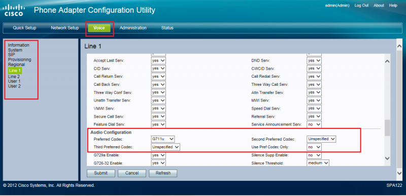 Audio Codec section.