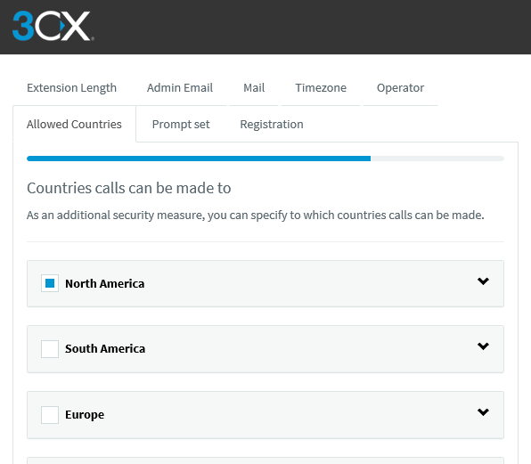 Allowed countries setup