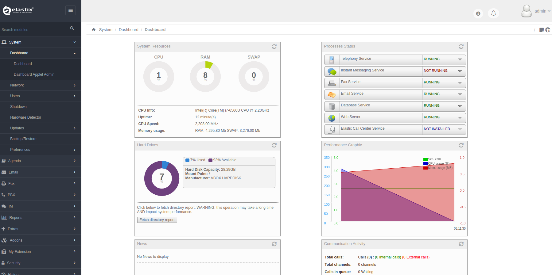 Elatix GUI homepage interface.