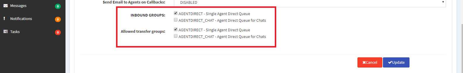 Administrator portal to set up an inbound campaign in Advanced Settings.