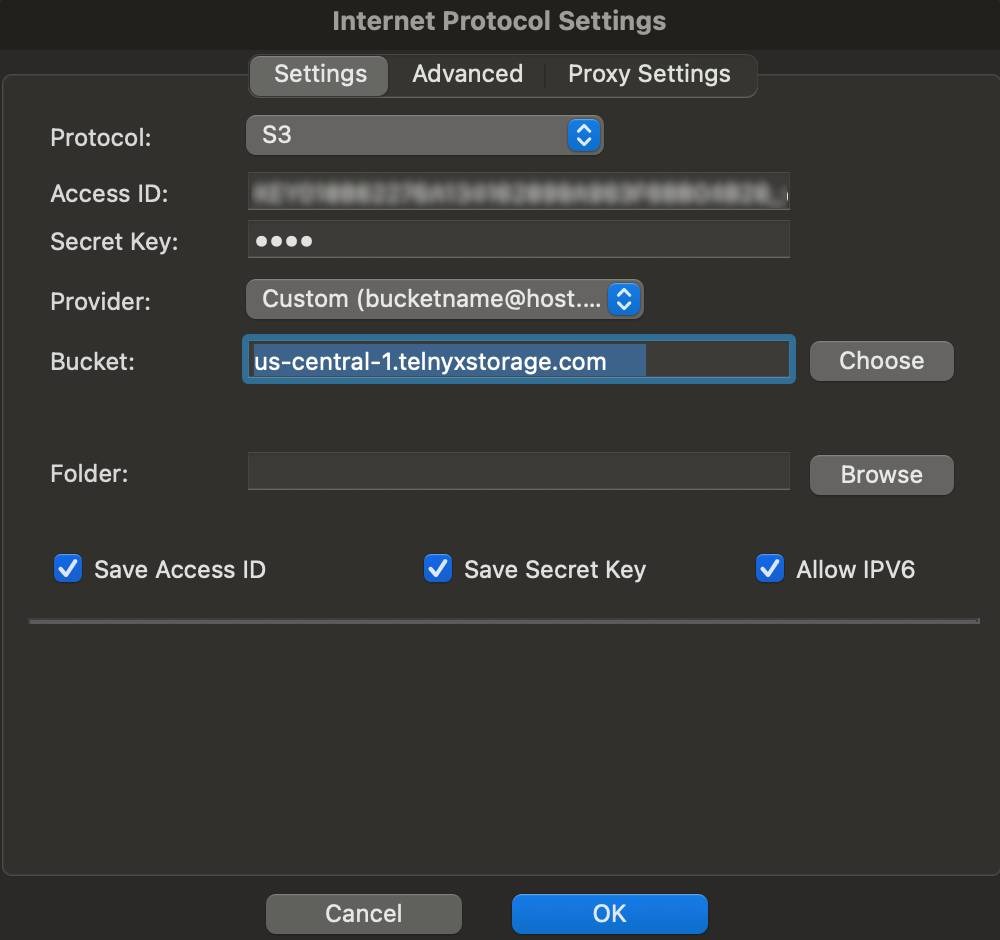 Internet protocol settings section. 