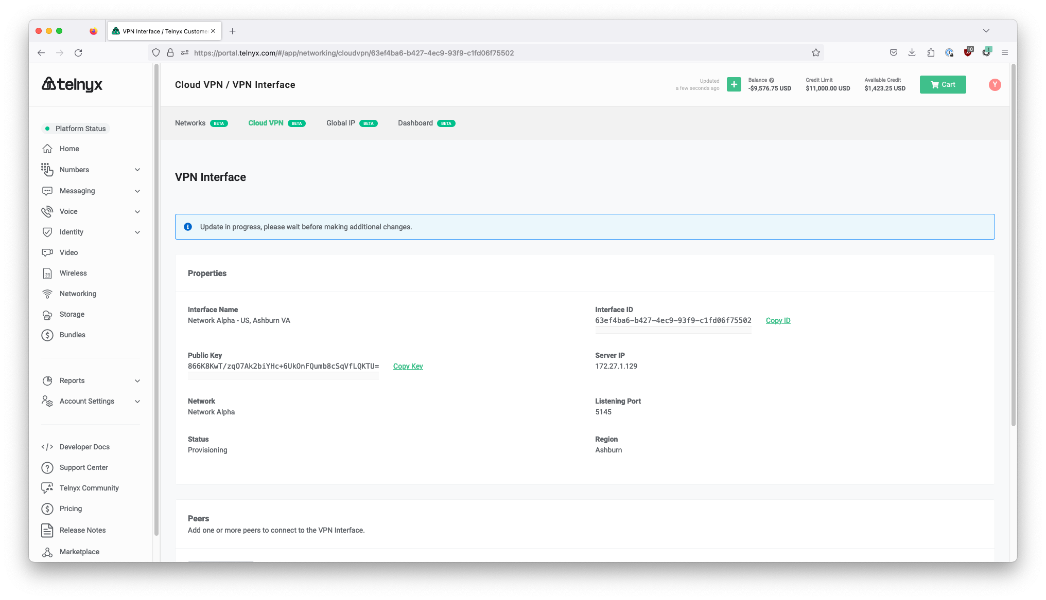 Wireguard interface section for Wireguard Peer. 