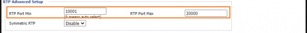RTP Port Min section.
