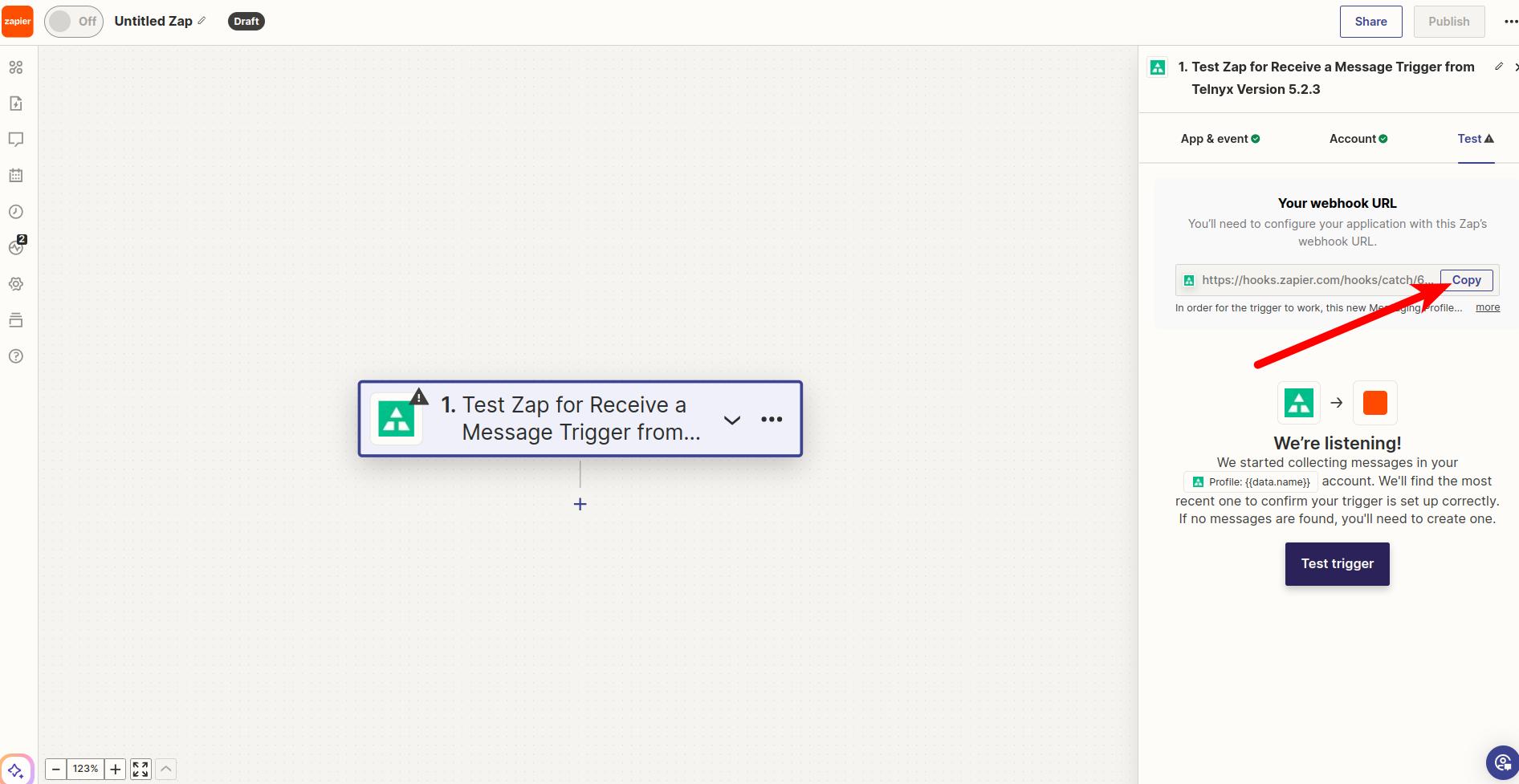 webhook url copy screenshot