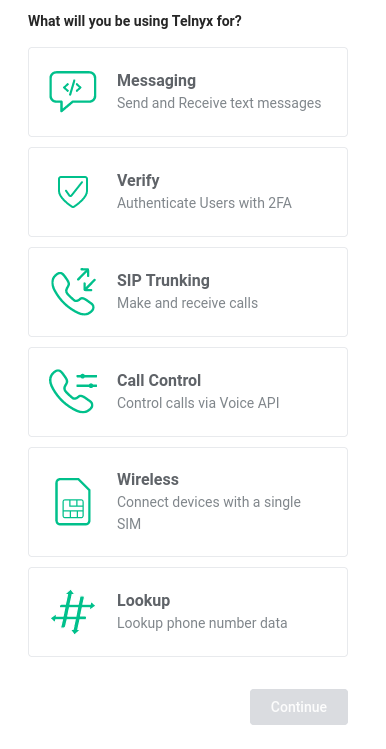 List of Telnyx features that the user can specify for their use case